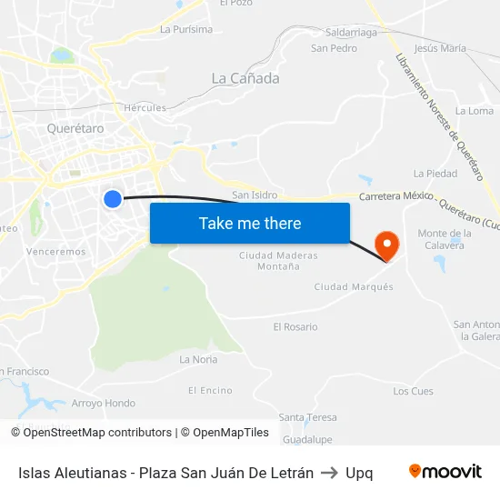 Islas Aleutianas - Plaza San Juán De Letrán to Upq map