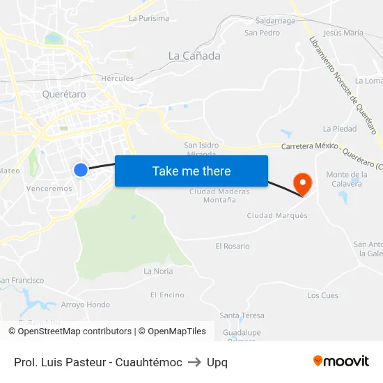 Prol. Luis Pasteur - Cuauhtémoc to Upq map