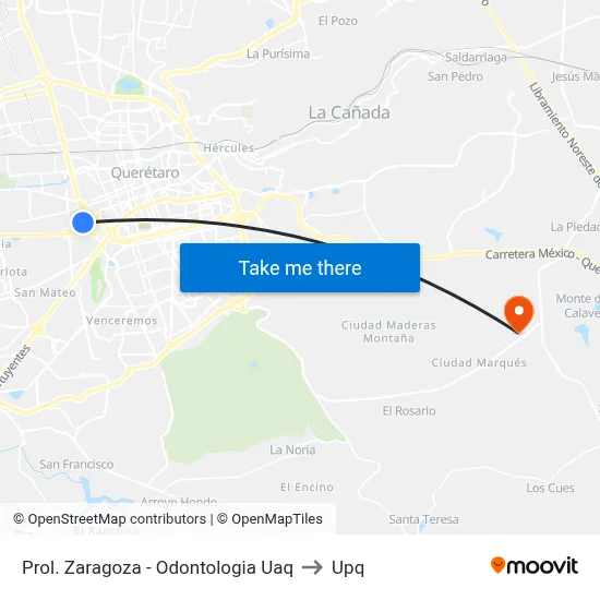 Prol. Zaragoza - Odontologia Uaq to Upq map