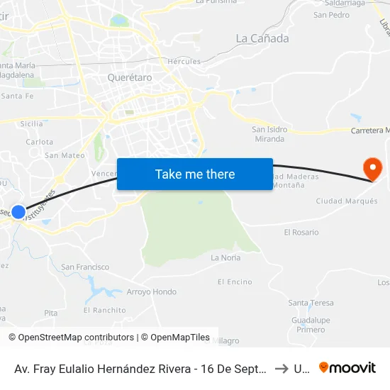Av. Fray Eulalio Hernández Rivera - 16 De Septiembre to Upq map
