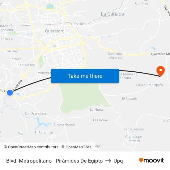 Blvd. Metropolitano - Pirámides De Egipto to Upq map