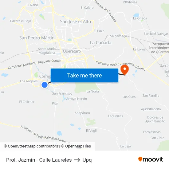Prol. Jazmín - Calle Laureles to Upq map
