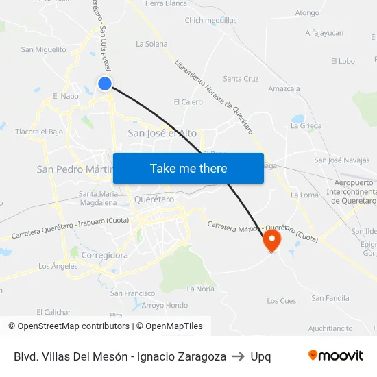 Blvd. Villas Del Mesón - Ignacio Zaragoza to Upq map
