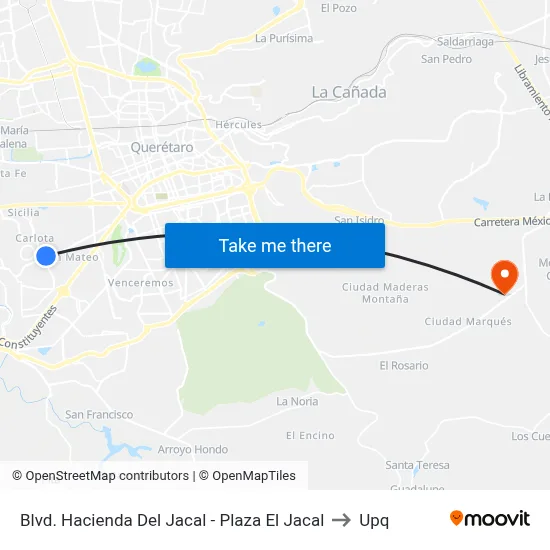 Blvd. Hacienda Del Jacal - Plaza El Jacal to Upq map
