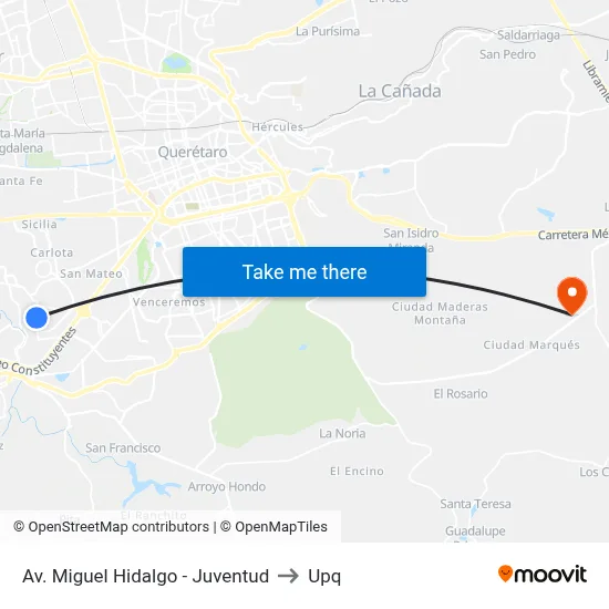 Av. Miguel Hidalgo - Juventud to Upq map