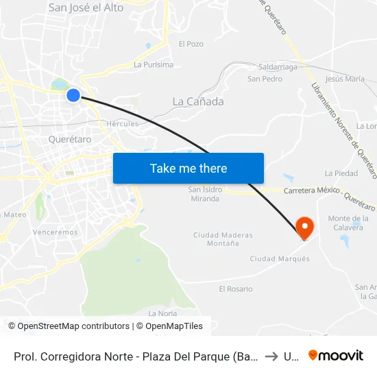 Prol. Corregidora Norte - Plaza Del Parque (Bahía II) to Upq map