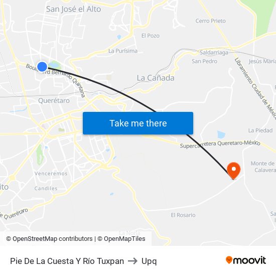 Pie De La Cuesta Y Río Tuxpan to Upq map