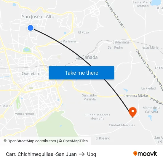 Carr. Chichimequillas -San Juan to Upq map
