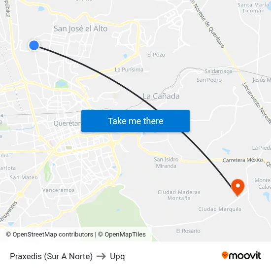 Praxedis (Sur A Norte) to Upq map