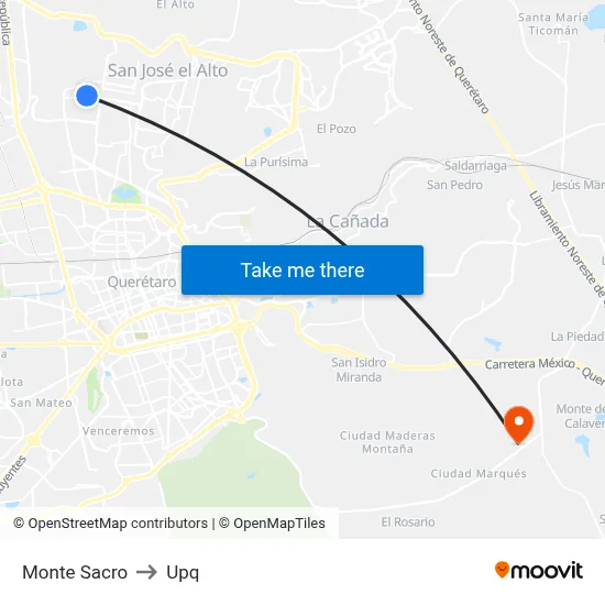 Monte Sacro to Upq map