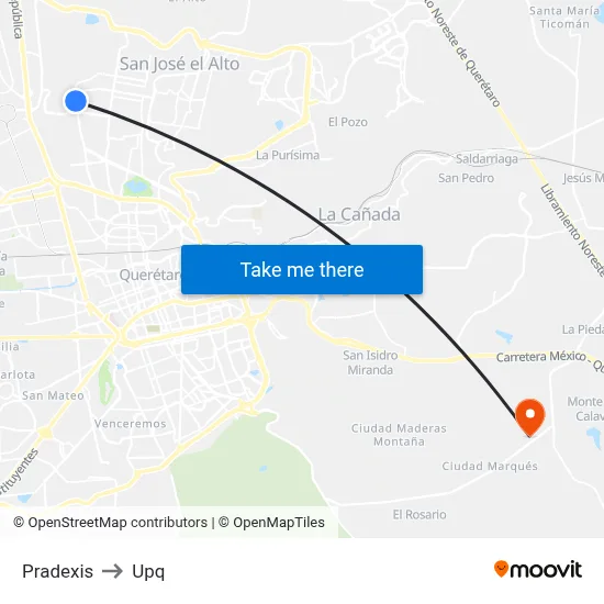 Pradexis to Upq map