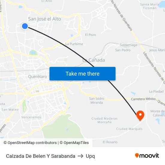 Calzada De Belen Y Sarabanda to Upq map