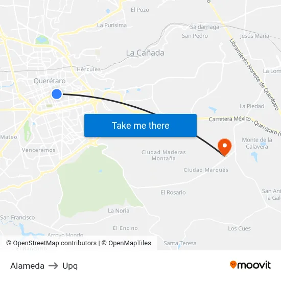 Alameda to Upq map