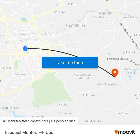Ezequiel Montes to Upq map