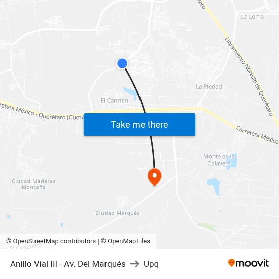 Anillo Vial III - Av. Del Marqués to Upq map