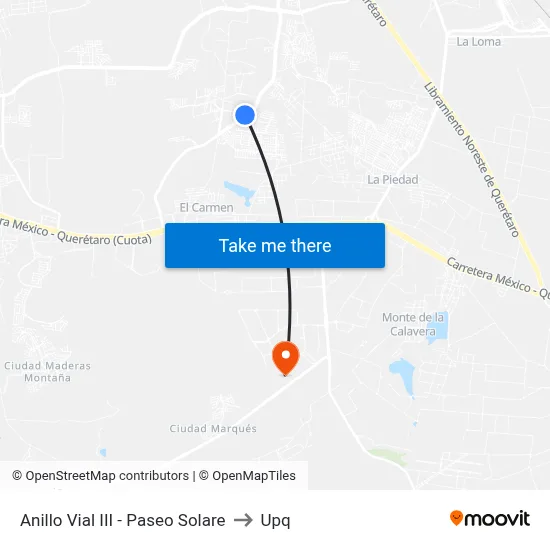 Anillo Vial III - Paseo Solare to Upq map