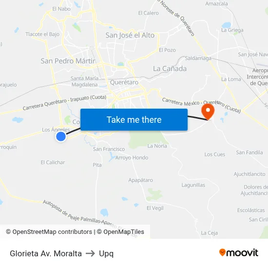 Glorieta Av. Moralta to Upq map