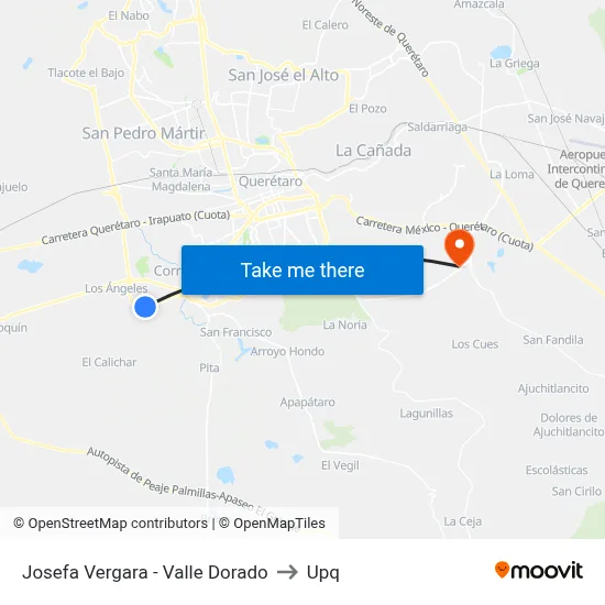 Josefa Vergara - Valle Dorado to Upq map
