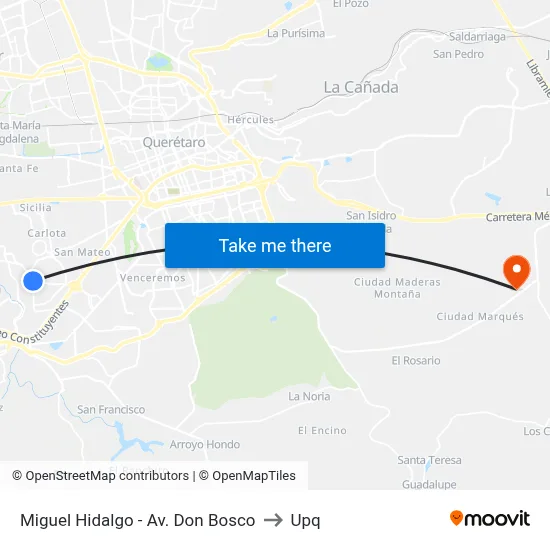 Miguel Hidalgo - Av. Don Bosco to Upq map