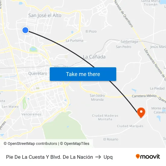 Pie De La Cuesta Y Blvd. De La Nación to Upq map