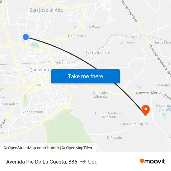 Avenida Pie De La Cuesta, 886 to Upq map