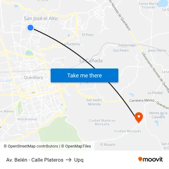 Av. Belén - Calle Plateros to Upq map