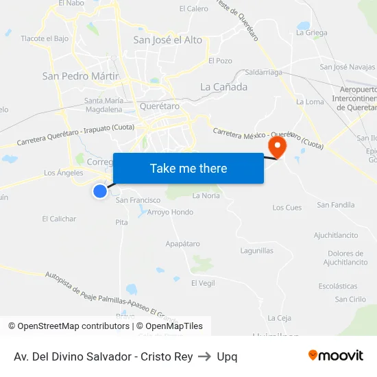 Av. Del Divino Salvador - Cristo Rey to Upq map