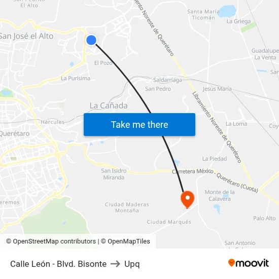 Calle León - Blvd. Bisonte to Upq map