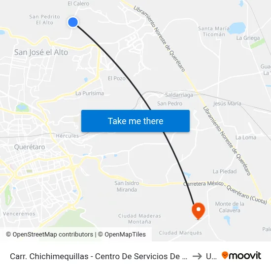 Carr. Chichimequillas - Centro De Servicios De Justicia Penal to Upq map
