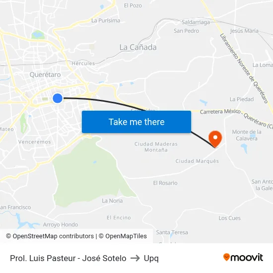 Prol. Luis Pasteur - José Sotelo to Upq map