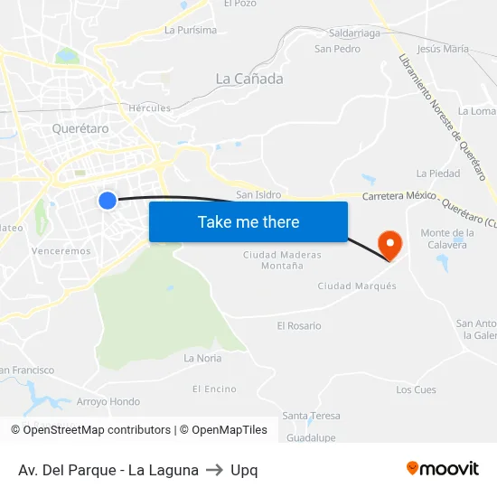 Av. Del Parque - La Laguna to Upq map