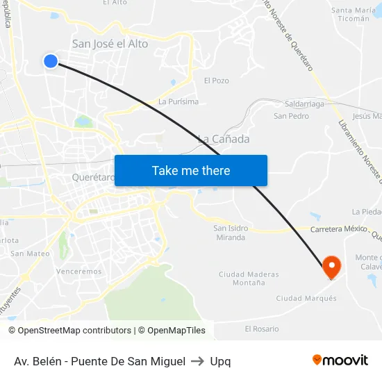 Av. Belén - Puente De San Miguel to Upq map