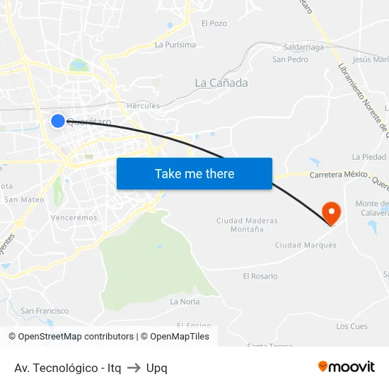Av. Tecnológico - Itq to Upq map