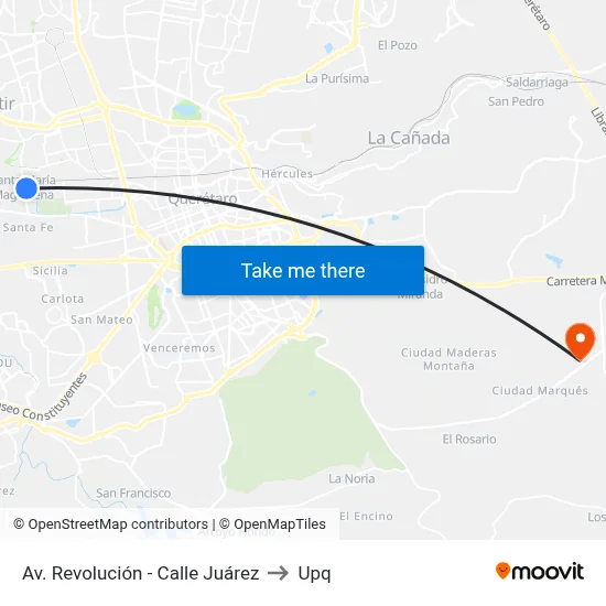 Av. Revolución - Calle Juárez to Upq map