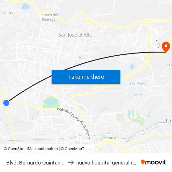 Blvd. Bernardo Quintana Y 5 De Febrero to nuevo hospital general regional imss 260 map