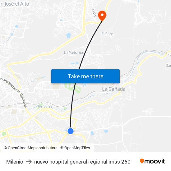 Milenio to nuevo hospital general regional imss 260 map