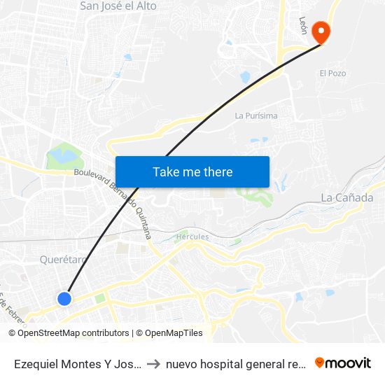 Ezequiel Montes Y José Ma. Arteaga to nuevo hospital general regional imss 260 map