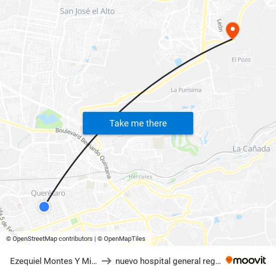 Ezequiel Montes Y Miguel Hidalgo to nuevo hospital general regional imss 260 map