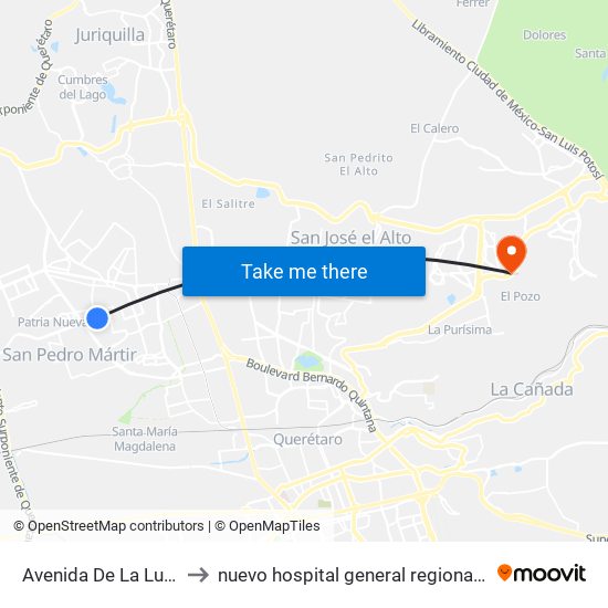 Avenida De La Luz 1323 to nuevo hospital general regional imss 260 map