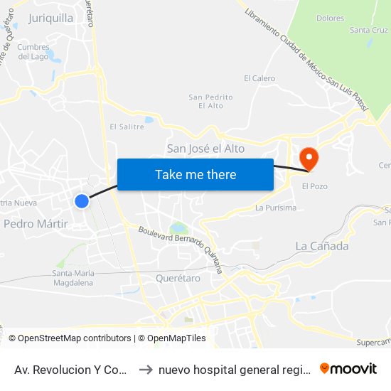 Av. Revolucion Y Cobaq Satelite to nuevo hospital general regional imss 260 map