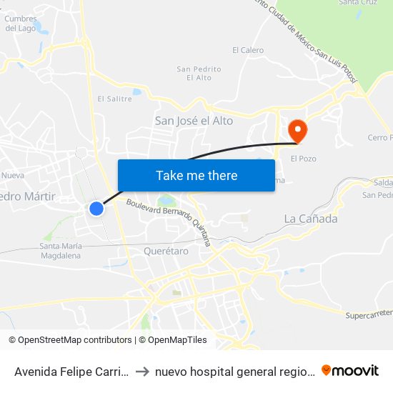 Avenida Felipe Carrillo Puerto to nuevo hospital general regional imss 260 map