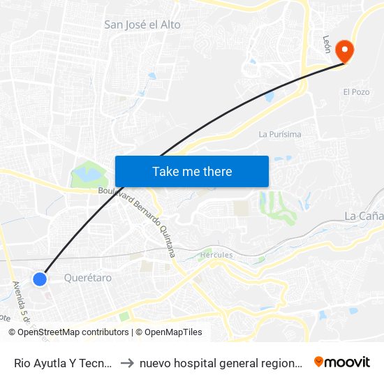 Rio Ayutla Y Tecnologico to nuevo hospital general regional imss 260 map