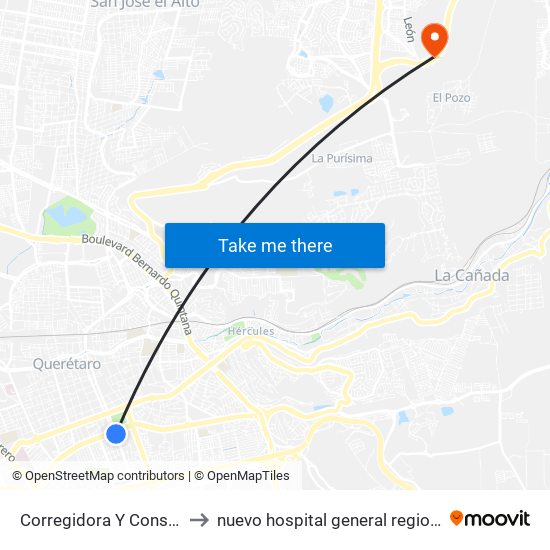 Corregidora Y Constituyentes to nuevo hospital general regional imss 260 map