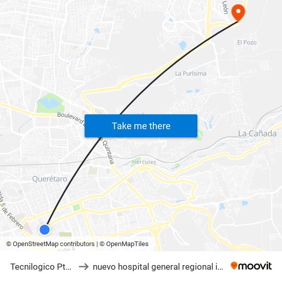 Tecnilogico Pte-Ote to nuevo hospital general regional imss 260 map