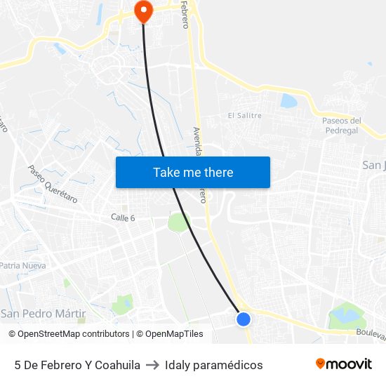 5 De Febrero Y Coahuila to Idaly paramédicos map