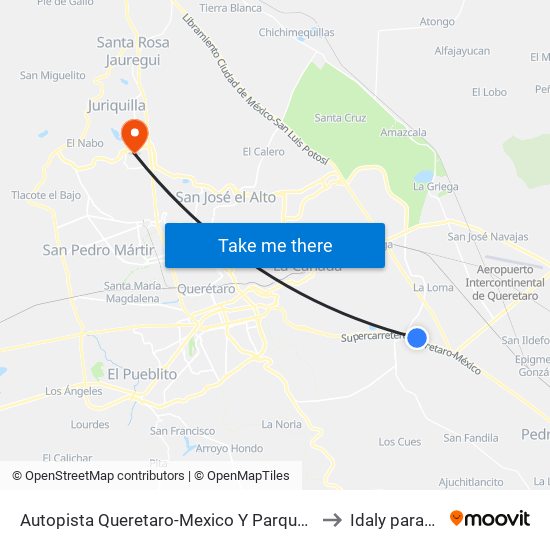 Autopista Queretaro-Mexico Y Parque Industrial El Marques to Idaly paramédicos map
