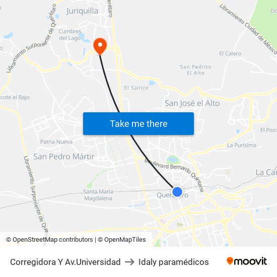 Corregidora Y Av.Universidad to Idaly paramédicos map