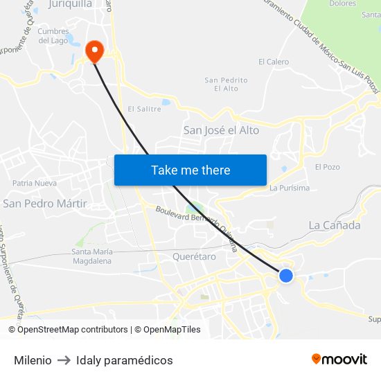 Milenio to Idaly paramédicos map