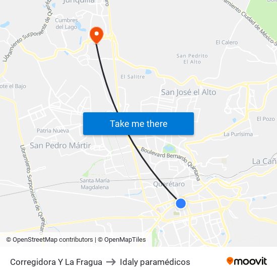 Corregidora Y La Fragua to Idaly paramédicos map