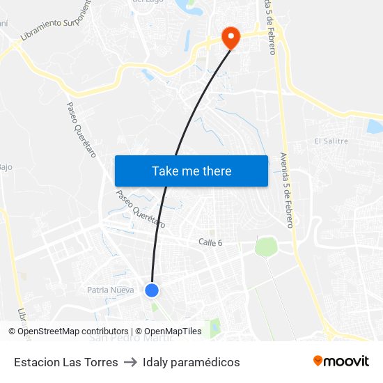 Estacion Las Torres to Idaly paramédicos map